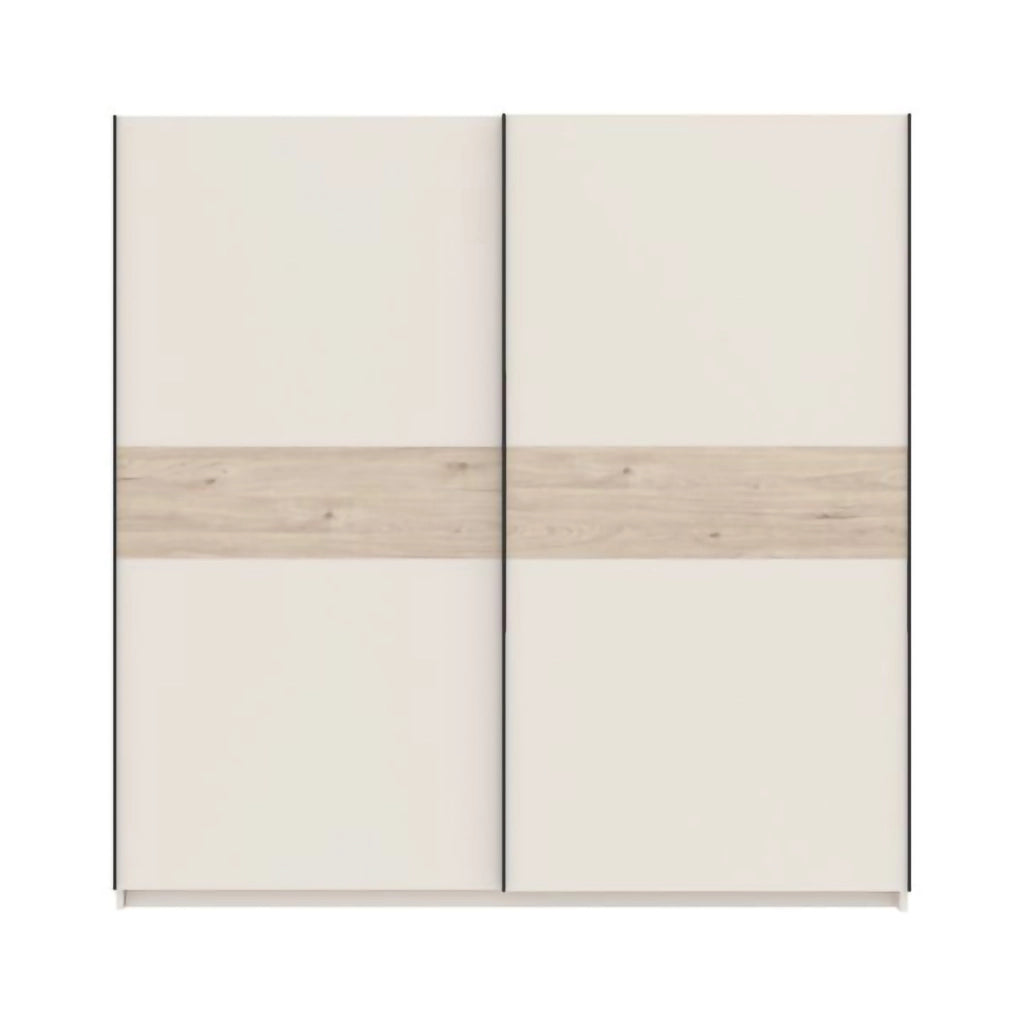 Armadio Camera da Letto Nalika, Guardaroba 2 Ante 2 Ripiani, 200x204h cm Beige Cashmere