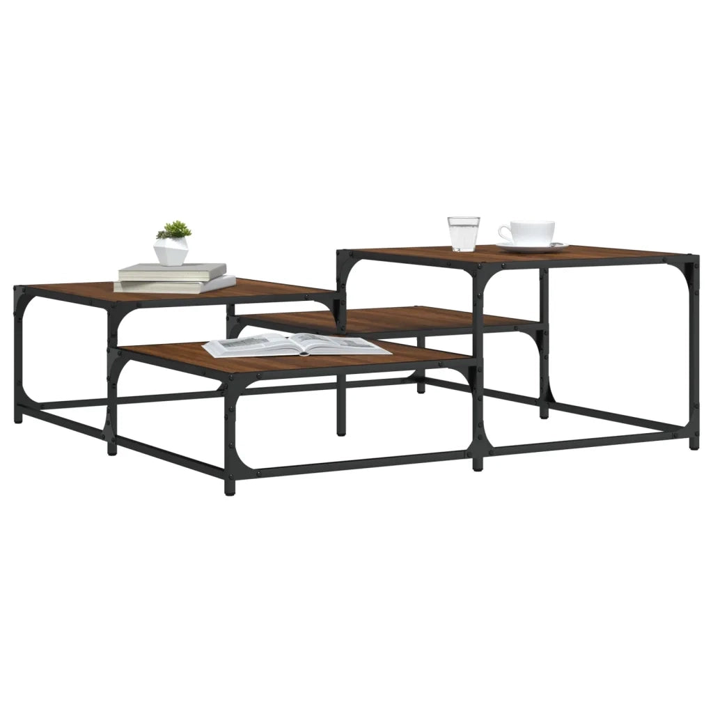 Tavolino Salotto Rovere Marrone 107x107x40 cm Legno Multistrato 837756