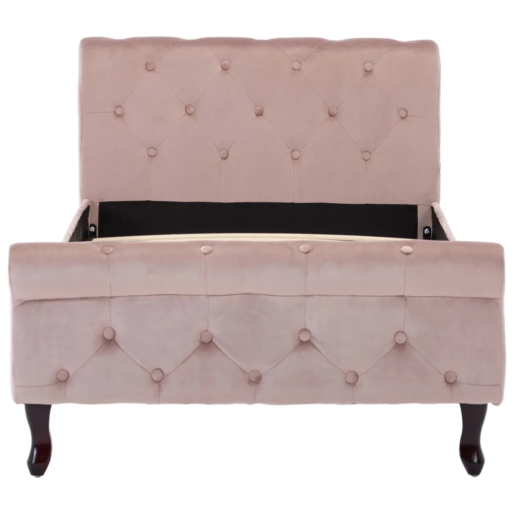 Letto singolo | Letto per adulti | Giroletto Rosa in Velluto 90x200 cm