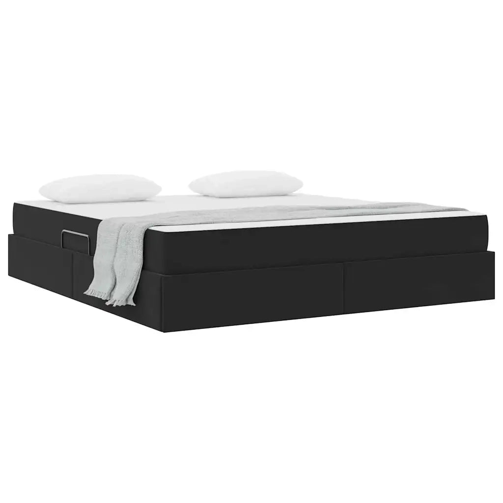 Letto con contenitore e materasso Nero 160 x 200 cm Velluto