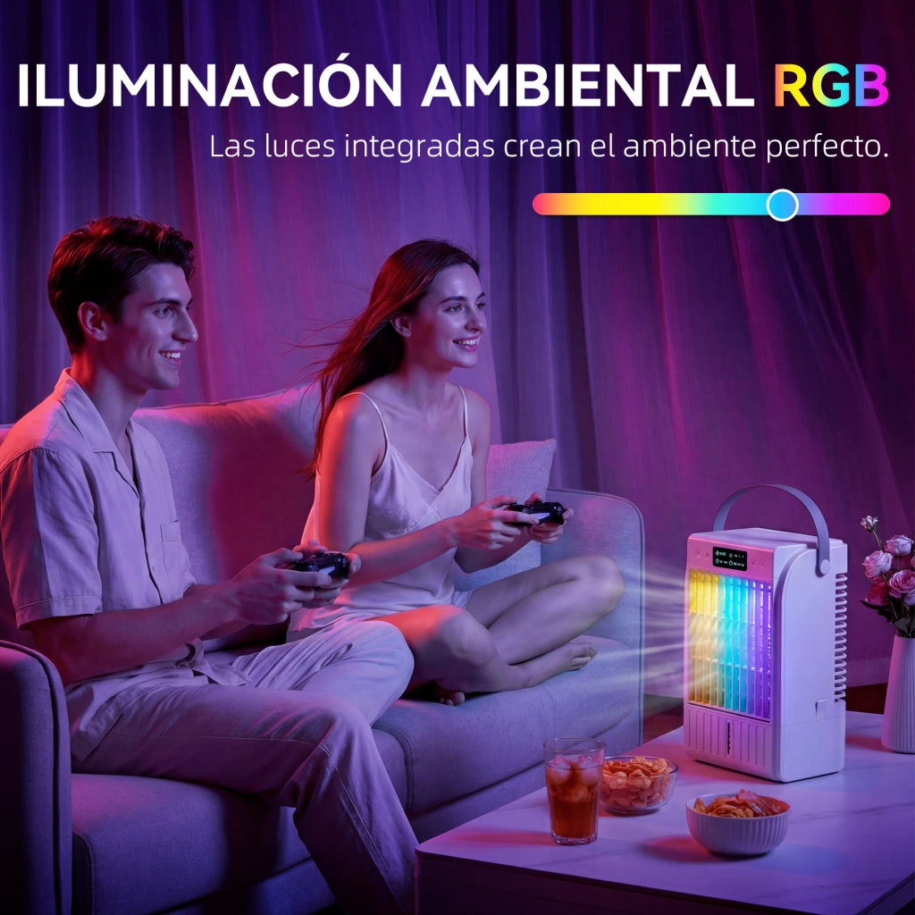 Ventilatore 4 in 1 con Nebulizzatore e Luci LED ¨C Zephmum ¨C Bianco