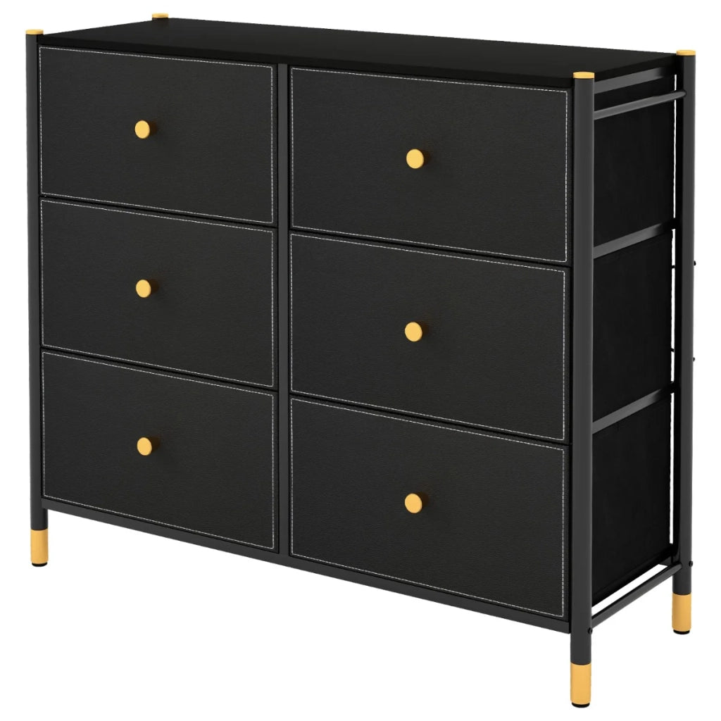 Cassettiera a 6 cassetti per soggiorno 89 x 30 x 76,5 cm moderna spazio di archiviazione ottimizzato MDF nero 20_0011563