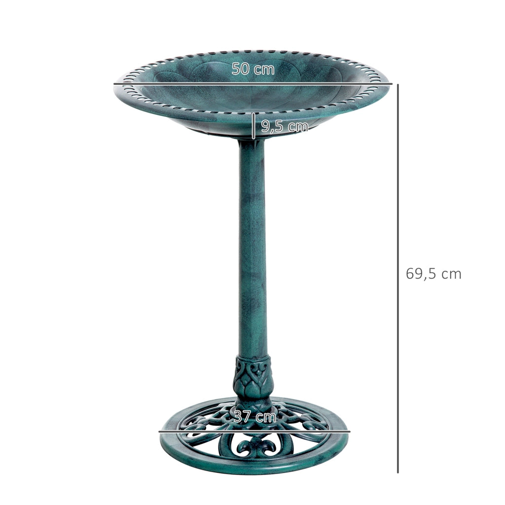 Abbeveratoio per Uccelli da Giardino ¨C Xylo ¨C Metallo Verde Effetto Ruggine ?50cm H69,5cm