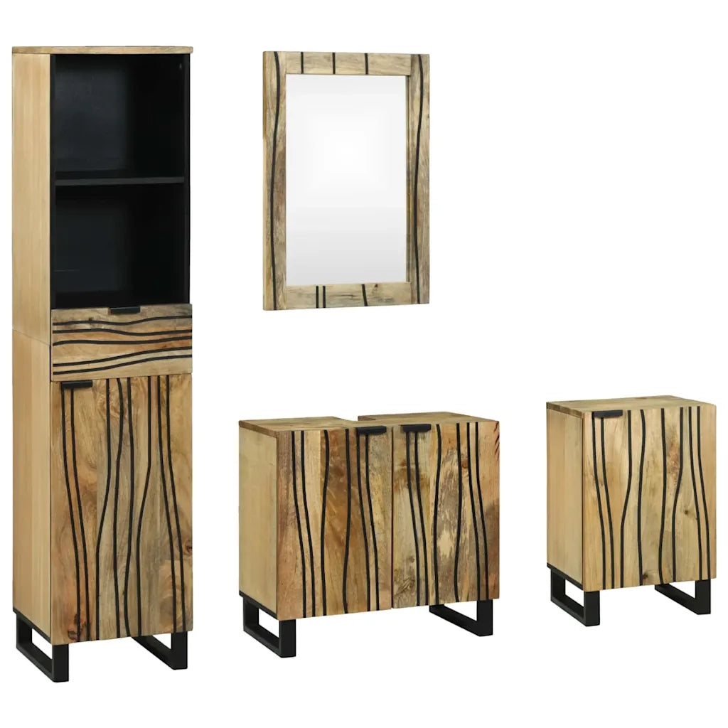 Set di mobili per il bagno 4 pcs Marrone Legno multistrato