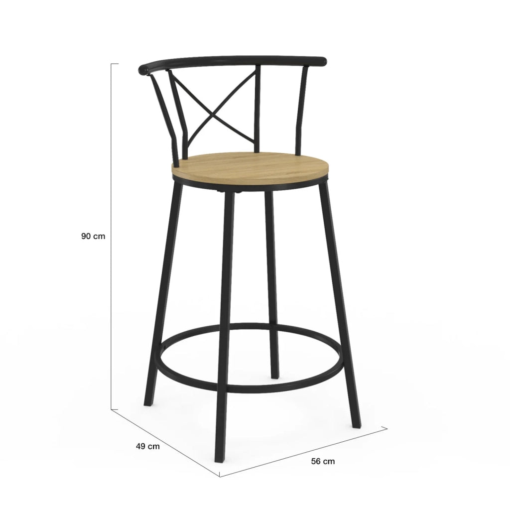 IDMarket - Set di 4 sgabelli da bar bistrot DETROIT con schienale arrotondato dal design industriale