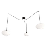 Lampadario 3 Luci Elios In Acciaio Nero Paralume Plissettato Bianco