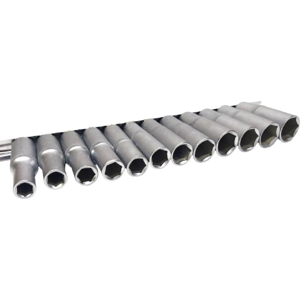 Trade Shop - Set Di Chiavi Bussola Lunghe Da 1/2 Chrome Vanadium 10 A 24 Mm 12 Pezzi Mr70253 -