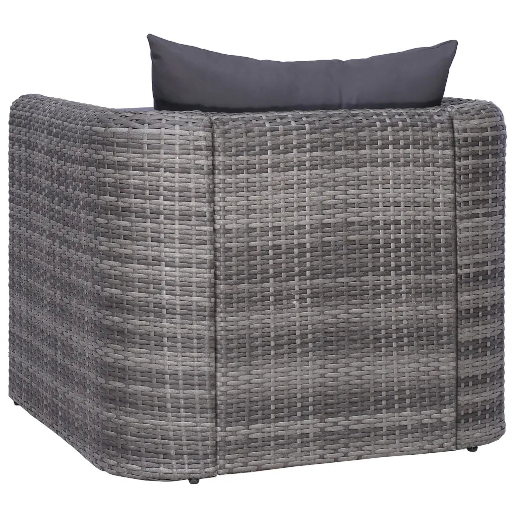 Sedia da Giardino | Sedie da Esterno con Cuscini in Polyrattan Grigio