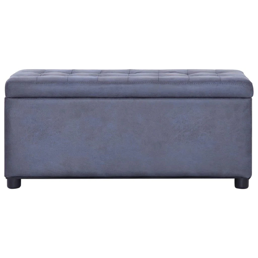 Panca/sgabello/contenitore ottomano 87 cm pelle scamosciata sintetica grigia 3002129