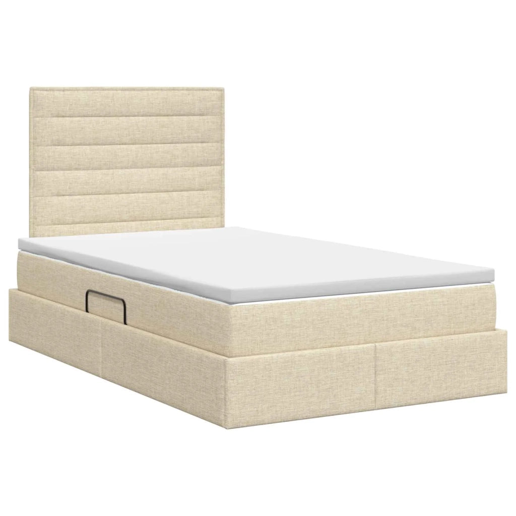 Letto con contenitore e materasso Crema 120 x 200 cm Tessuto 3459436