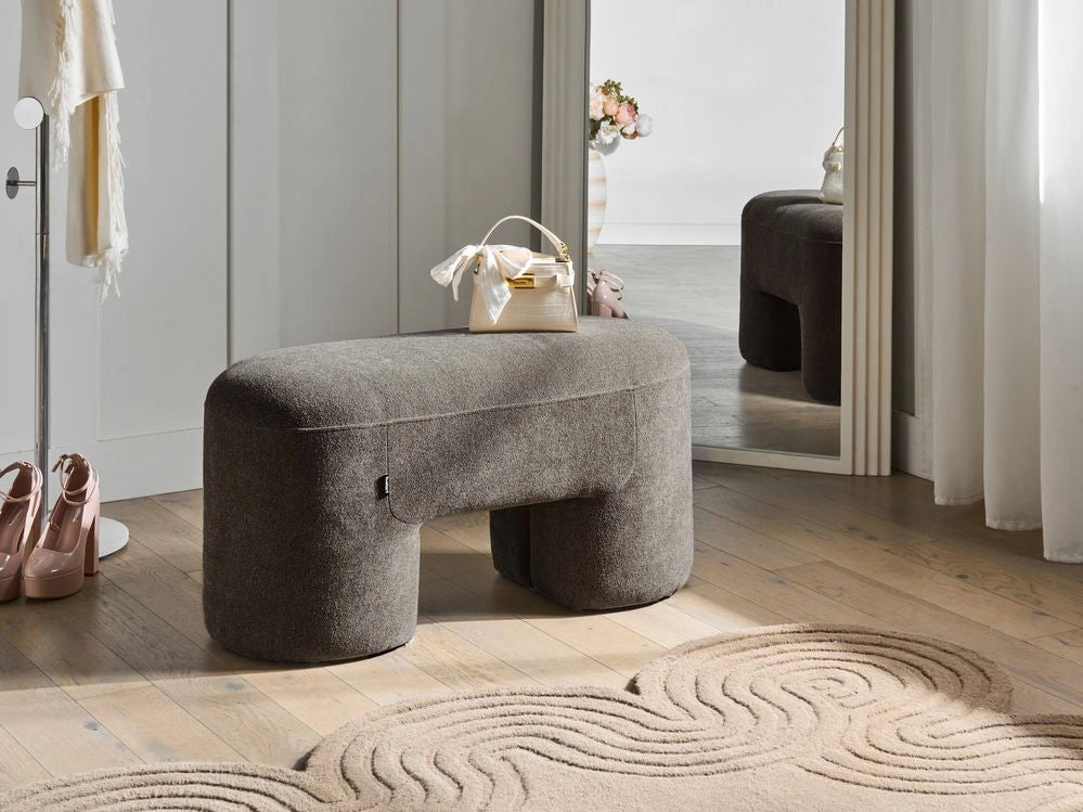 Panchina Marrone Boucle da salotto o camera da letto con gambe larghe in stile moderno