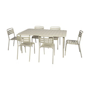 Set tavolo da giardino in acciaio con 6 sedie, 160cm, beige