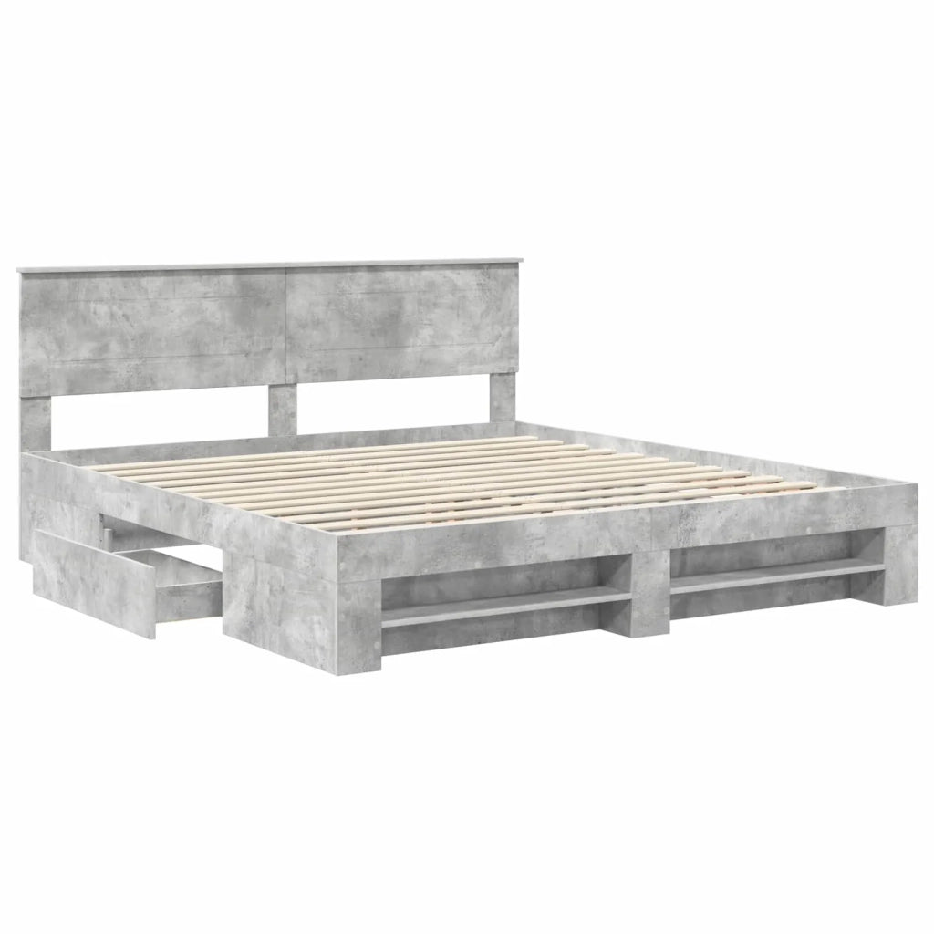 Struttura del letto con testiera Grigio cemento 200 x 200 cm
