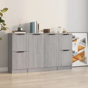 Credenze 3 pz Grigio Sonoma in Legno Multistrato 3115850
