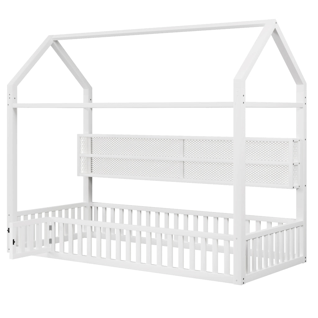letto a forma di casa metallo bianco 90 x 200 cm