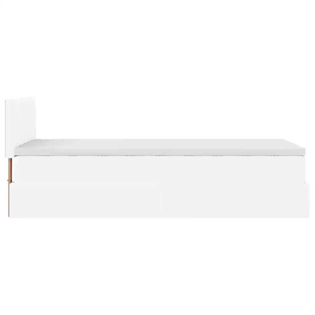 vidaXL Letto Pouf con Materasso Bianco 90x190 cm Similpelle
