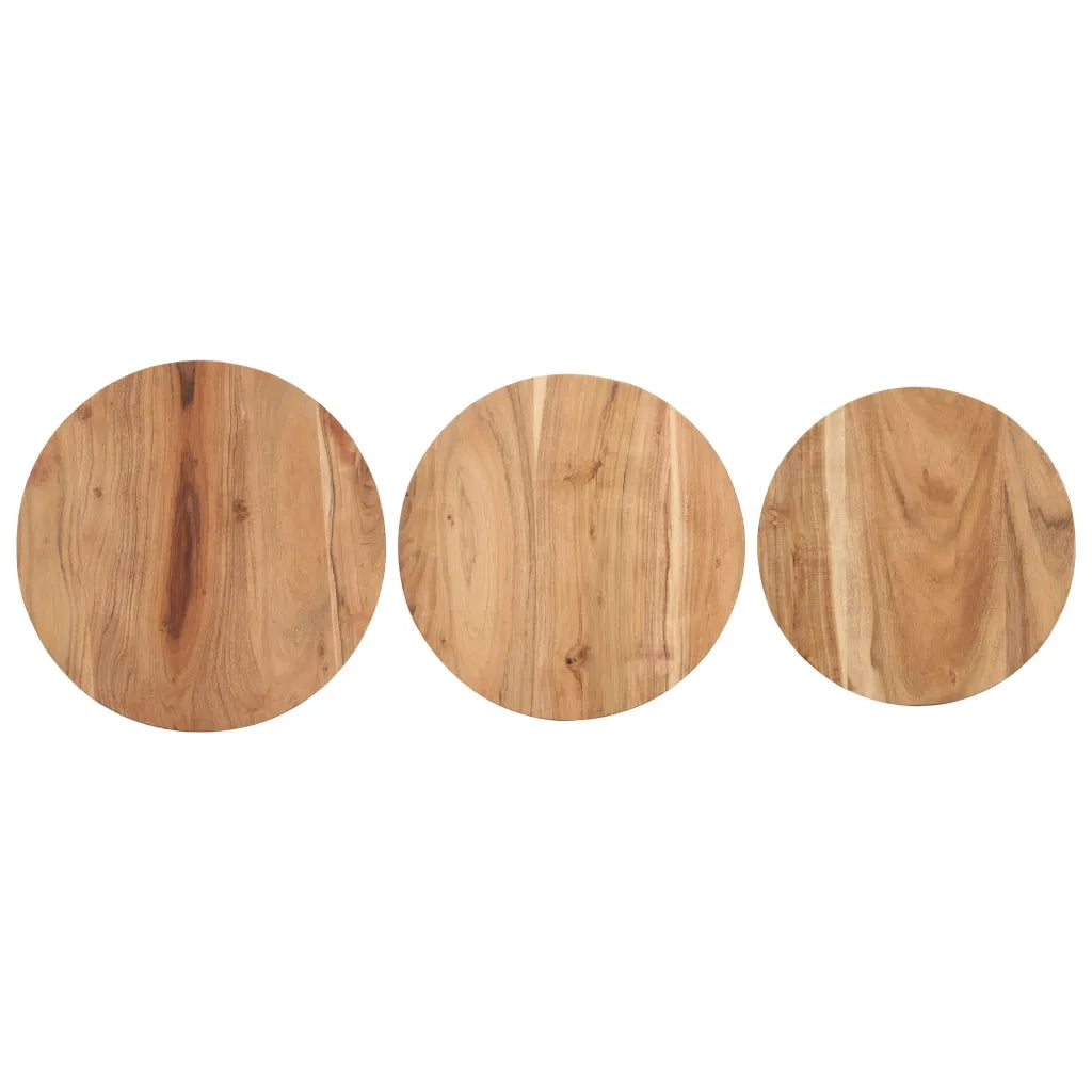 Tavolini Laterali 3 pz in Legno Massello di Acacia 320687