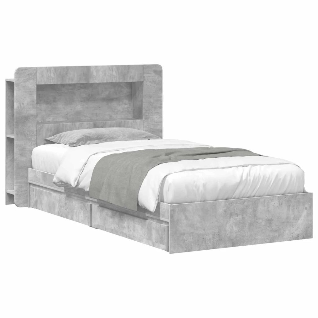 Telaio del letto con storage Grigio Cemento 90 x 190 cm