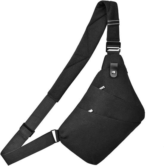 Borsa a tracolla anti furto per uomo con maglia con maniche corte nera