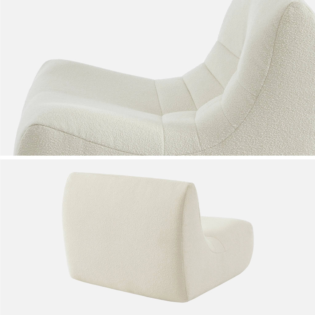 Modulo per divano modulare senza braccioli in bouclé, 1 posto, bianco