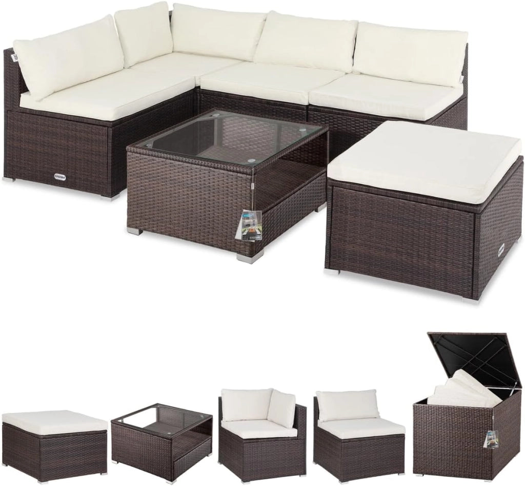 ® Lounge Tavolo da Giardino Set Polyrattan Mobili da Esterno Inclusi Cuscini 318L Gruppo di Seduta Terrazza Balcone Salottino Outdoor