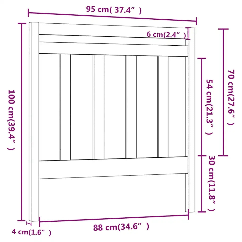 Testiera per Letto 95x4x100 cm in Legno Massello di Pino 822242