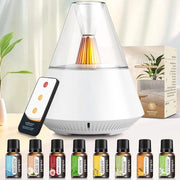 Diffusore aromaterapico con 8 x 10 ml oli essenziali - Umidificatore senza acqua con spegnimento automatico e luce LED a candela per camera da letto