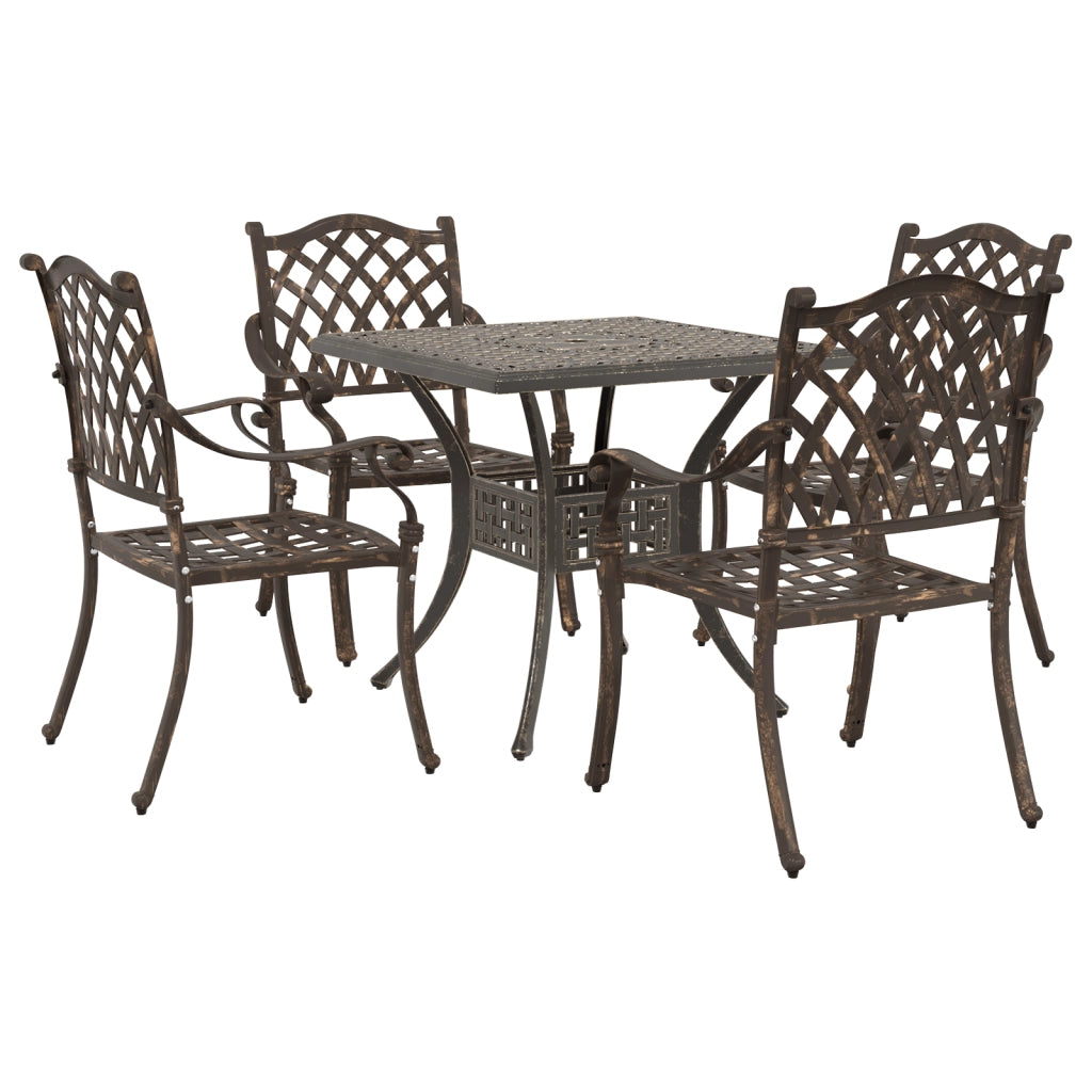Set da pranzo da giardino 5 pezzi in alluminio fuso bronzo
