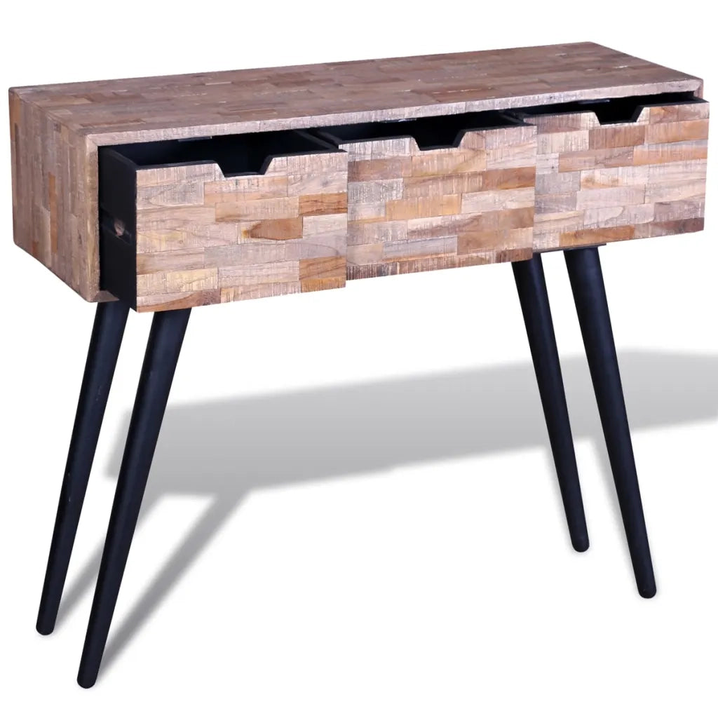Tavolo Consolle | Tavolo d'Ingresso con 3 Cassetti in Legno di Recupero di Teak