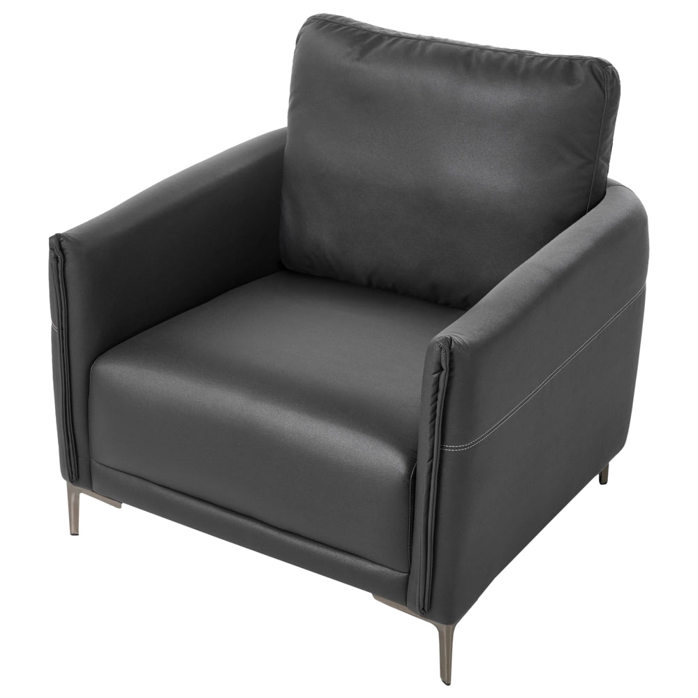 Set da soggiorno 6 posti nero imbottito in tessuto con gambe in metallo stile moderno minimalista