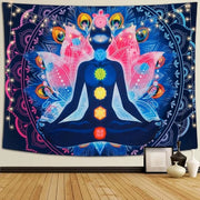 Tapisserie Premium Chakra Yoga e Meditazione con Disegno Colorato e Psichedelico, 130x150cm per Decorazione di Interno e Camera da Letto