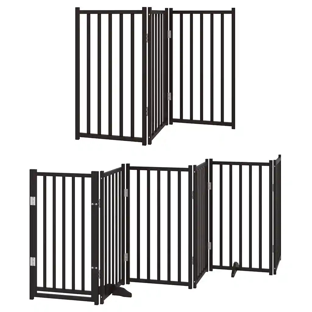 Cancello per Cani Porta Pieghevole Nero 9 Pannelli 450cm Pioppo 3155712