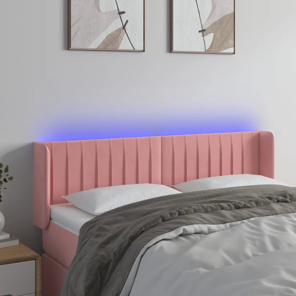 Testiera | Testata a LED Rosa 147x16x78/88 cm in Velluto