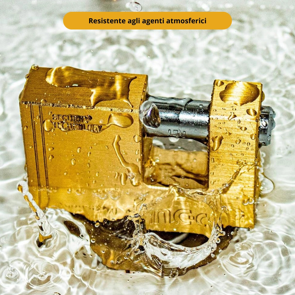Lucchetto rettangolare ottone massiccio cilindro acciaio 3 chiavi sicurezza *** lunghezza 70 mm, confezione 1