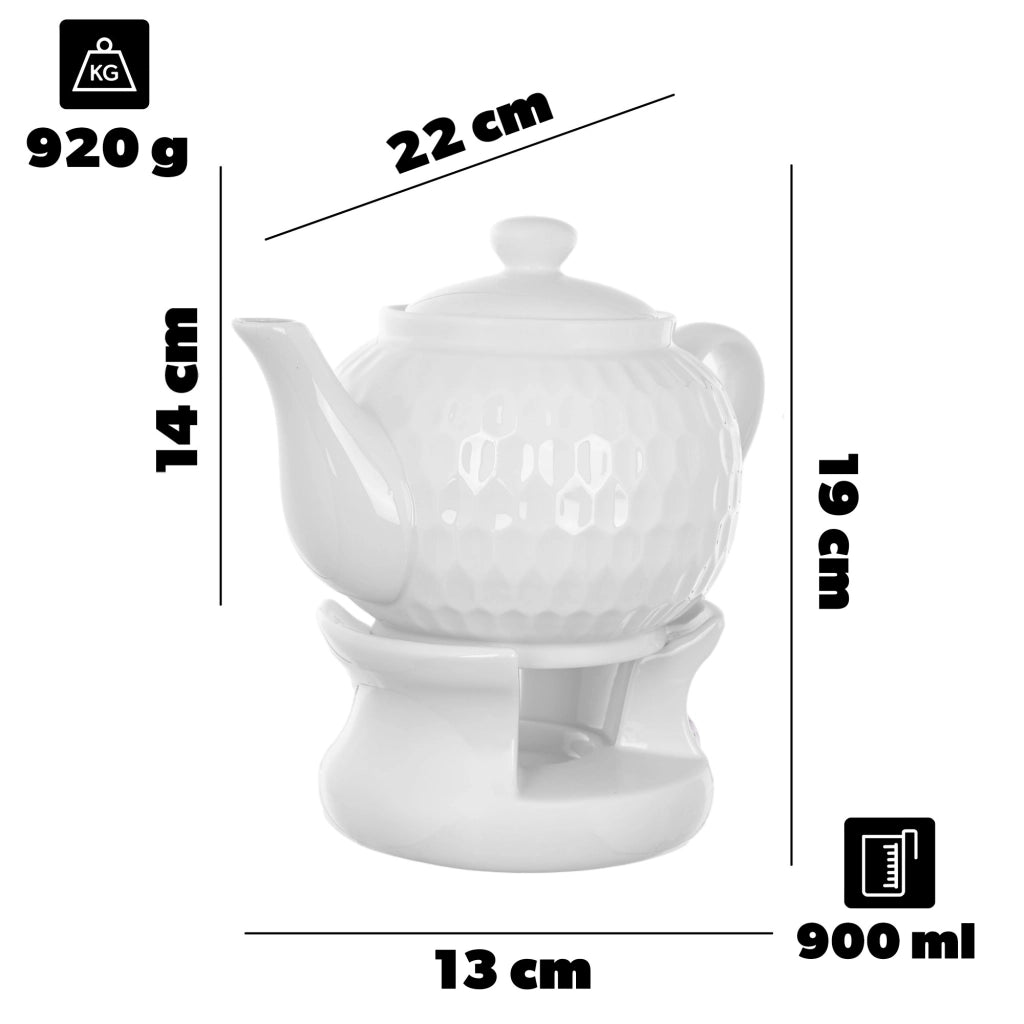 Teiera KADAX con riscaldatore 900ml per tè 0,9L in ceramica, idea regalo