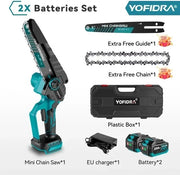 Mini sega elettrica a catena - Senza filo - alimentata a batteria - 20 cm - inclusa batteria 2x e catena extra - compatibile con batteria 18V - Sega a mano - Sega per rami - Sega per alberi - Sega per legno
