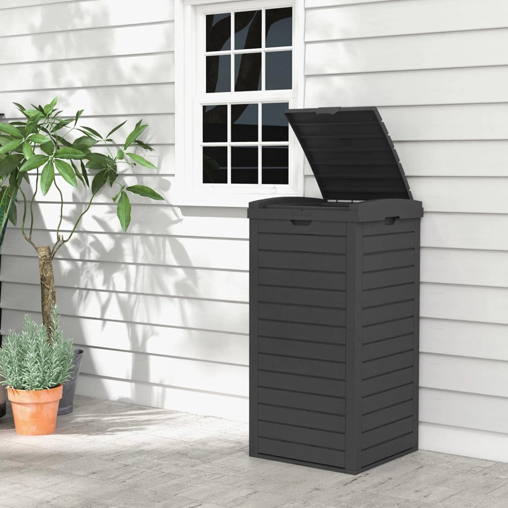 Bidone Spazzatura 118L con Coperchio e Maniglia, Contenitore Rifiuti Giardino con Vaschetta Raccolta Estraibile, Impermeabile per Terrazze
