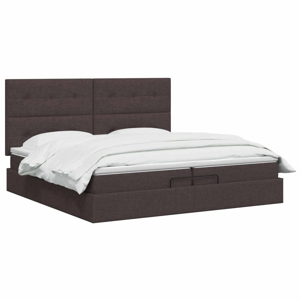 Letto Ottomano con Materasso e LED Marrone Scuro 200 x 200 cm 3458100