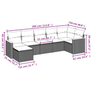 Set Divani da Giardino 7 pz con Cuscini Grigio in Polyrattan