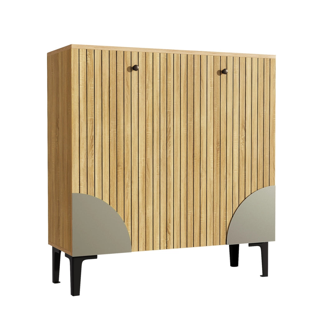 Scarpiera moderna 90x32x94 cm effetto legno con ante