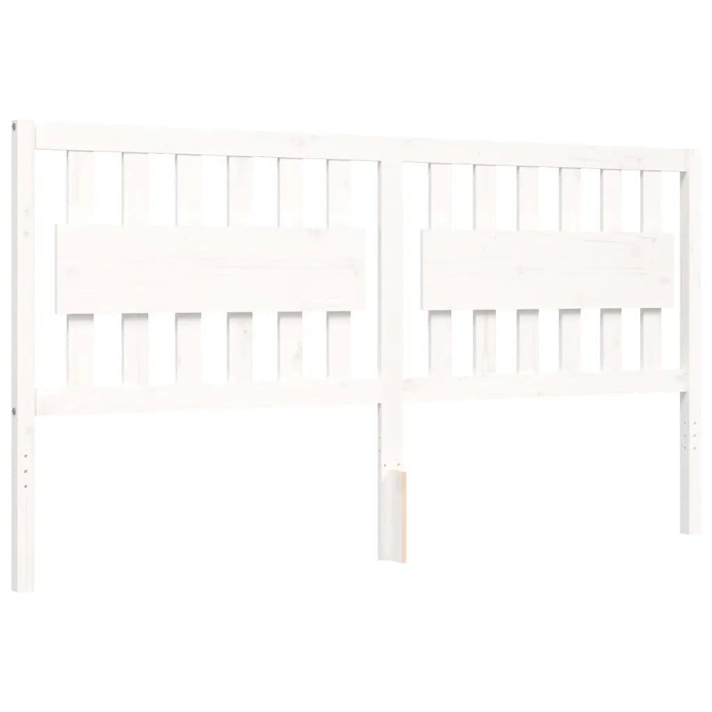 Giroletto Testiera Bianco Super King Size-Struttura Letto in Legno Massello 442263