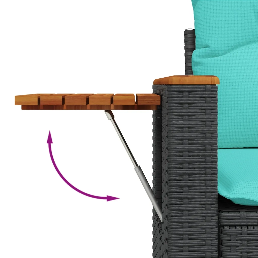 Set Divani da Giardino con Cuscini 8 pz Nero in Polyrattan