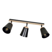 Faretto a soffitto ATLAS in acciaio nero opaco e legno