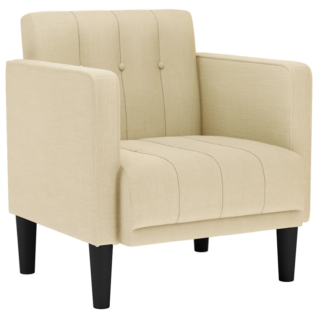 Divano Poltrona | Sedia con Braccioli Crema 53 cm in Tessuto