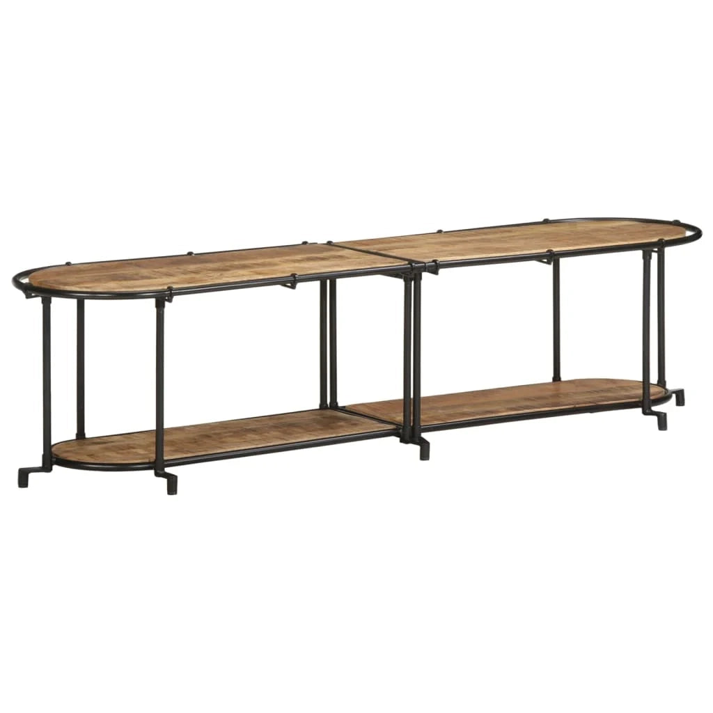 Mobile porta TV dal design industriale con ampio spazio di archiviazione 160 x 42 x 40 cm legno massello marrone 02_0057615