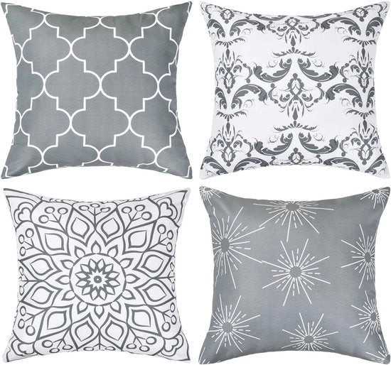 Set di cuscini decorativi morbidi - 4 pezzi - Grigio - 40 x 40 cm