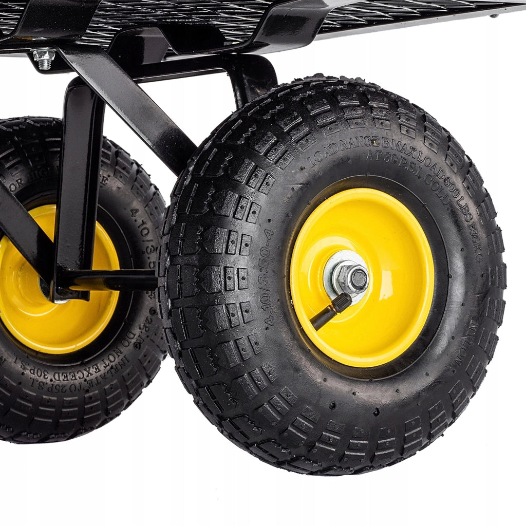 Carrello da giardino KADAX con carriola, rimorchio per trasporto, portata 450 kg, con telone, grande.