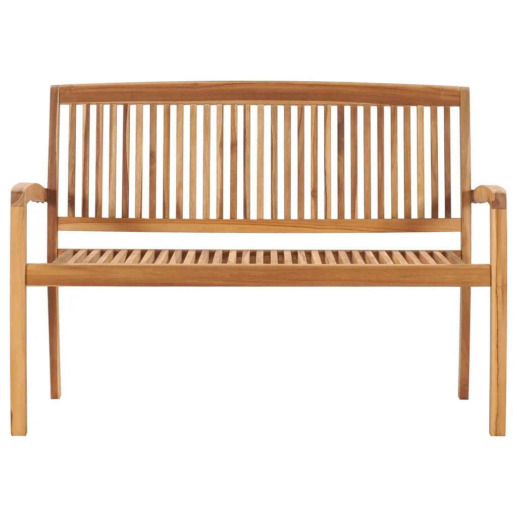 Panca da giardino mobili da esterno per patio panca da terrazza impilabile e cuscino 128,5 cm legno massello di teak 02_0011677