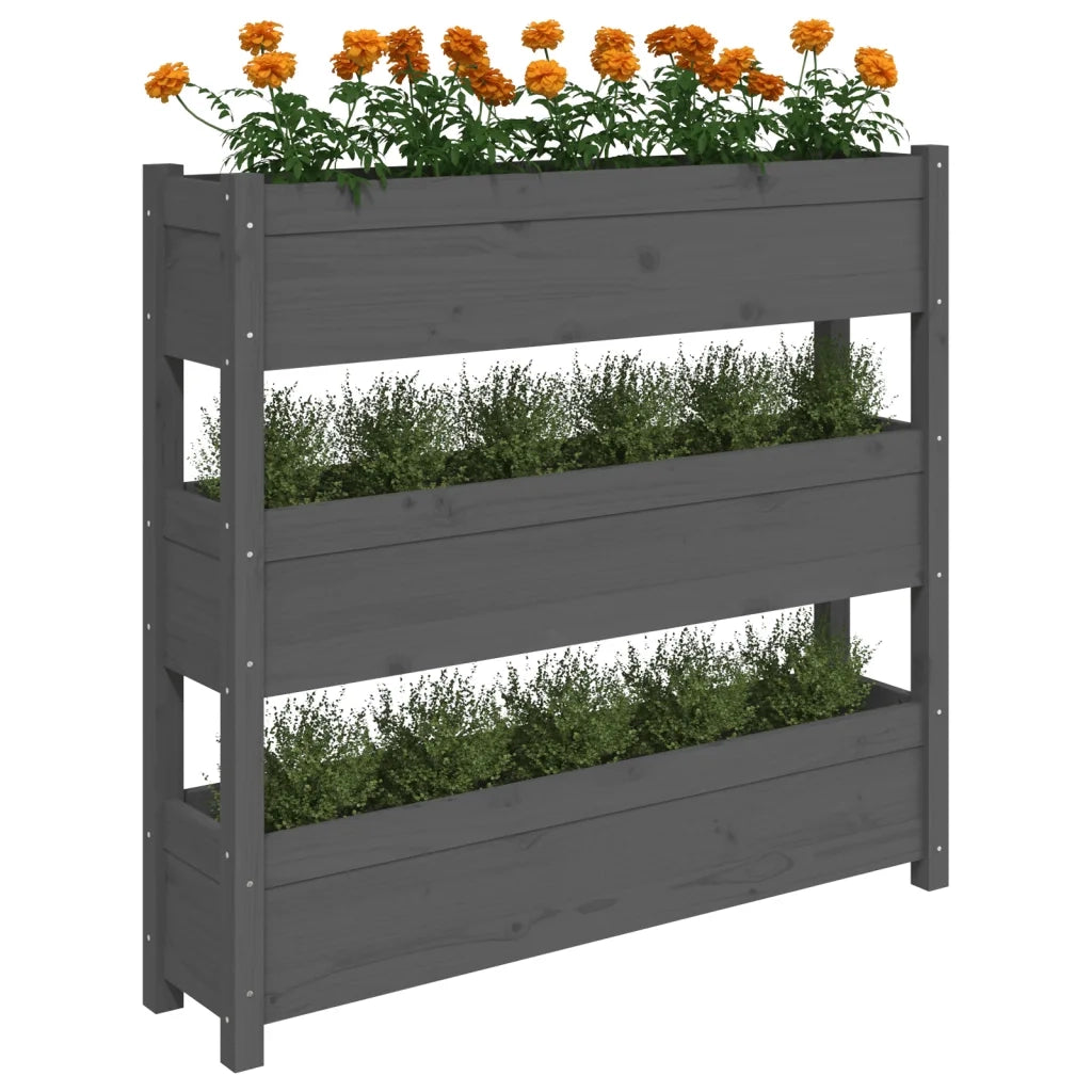 Fioriera Grigia 112x25x104,5 cm in Legno Massello di Pino 823922