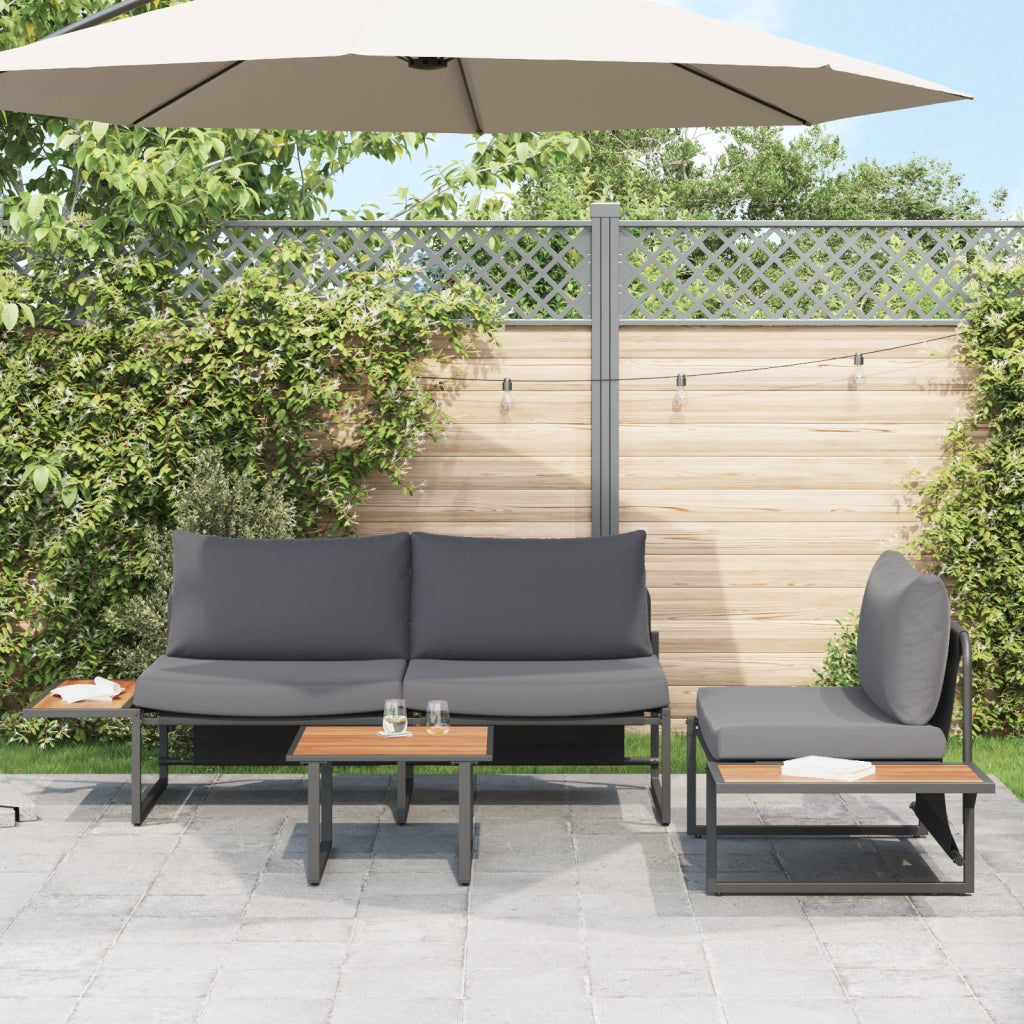 Set divano da giardino a 3 pezzi con cuscini antracite